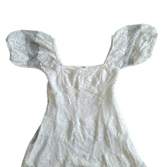 Free People Ivory Be Your Baby Lace Baby doll Dress Size Large - Picture 5 of 9